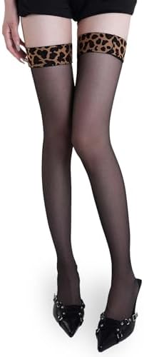 Thigh High Stockings Leopard Print, Sexy Stockings for Women