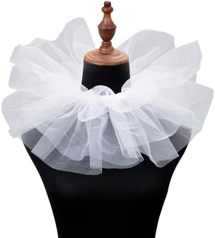 Clown Tulle Ruffle Collar, Layered Mesh Neck Ruffle, Victorian Elizabethan Renaissance Halloween Costume Accessory