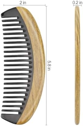 Onedor Buffalo Horn Handmade Sandalwood Hair Combs - Anti-Static Scented Natural Detangler Wooden Combs (Oval Wide Tooth)