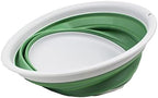 SAMMART 5.5L Set of 2 Collapsible Tub - Foldable Dish Tub - Portable Washing Basin - Space Saving Plastic Washtub (Grey + Dark Sea Green)