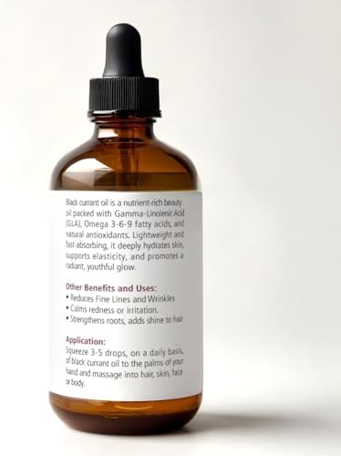 Black Currant Seed Oil Cold Pressed – 100% Pure Natural Carrier Oil for Skin & Hair | Rich in GLA & Omega Fatty Acids | Moisturizer for Face, Scalp, Nails | 4 fl oz