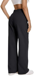 Auriviz Womens High Waisted Drawstring Sweatpants Straight Leg Pants Side Hidden Pockets Sweat Pants 30‘’ Inseam