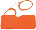 REAVEE Ultra Thin Armless Reading Glasses for Men Women, No Temple Pinch Nose Clip on Readers Small Pocket with Mini Portable Case, Orange +2.5