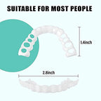 1Set Dentures Veneers Tooth,Dental Care Kits for Anti Molar Orthodontic Cosmetic Teeth,Smile Snap Tooth.(White,1Top+ 1Bottom+2Adhesives+1Tweezers+1Heart-Shaped Storage Box）