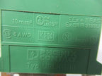 PHOENIX CONTACT USLKG 16 2 Connection, 20-6 AWG, Green/Yellow, Ground Modular, Screw Connection, Terminal Block