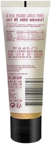 Aroma One Garlic Puree Paste - Organic Herb Concentrate for Cooking, Seasoning & Sauces - Fresh Flavor Enhancer, Non-GMO, Gluten-Free, Vegan - Easy Squeeze Tube, Kitchen Must-Have - 80g (2-Pack)