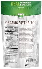 NOW Foods, Organic Erythritol, Pleasant Sweetner for Reduced-Calorie and Sugar-Free Recipes, Zero-Calorie, Low Glycemic Impact, 1-Pound (Packaging May Vary)