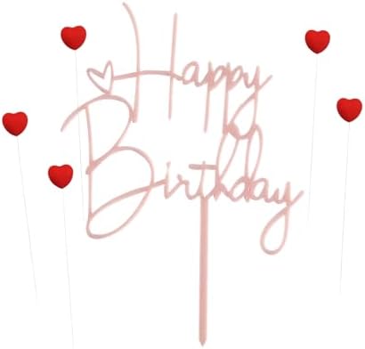 Happy Birthday Cake Topper Birthday Cake Decoration Party Cake Supplies (Red cake topper)