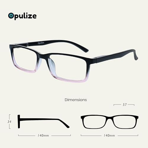 OPULIZE SEE Reading Glasses with Blue Light Blocking for Women and Men, Narrow Frame, Spring Hinges, Computer Gaming Glasses, Black to Pink,Purple +0 (Pack of 2)