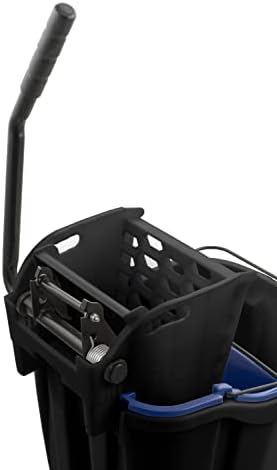 Carlisle FoodService Products Omnifit Mop Bucket with Side Press Wringer and Soiled Water Insert for Floor Cleaning, Kitchens, Restaurants, And Janitorial Use, Polypropylene (Pp), 35 Quarts, Black