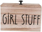 3 Compartments Pad and Tampon Organizer, Wooden Menstrual Care Storage Box, Girl Stuff Design Sanitary Napkin Storage Container, 7.9x5.1x5.1inches