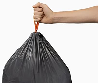 Joseph Joseph IW4 Eco Recycled plastic Kitchen Waste Trash Bags, Bin Liners With Tie Tape Drawstring Handles, Extra Strong – Pack of 20, Holds 50 Litres, Grey