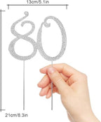 Bling Crystal Rhinestone 80 Birthday Cake Topper - Best Keepsake | 80th Party Decorations Silver