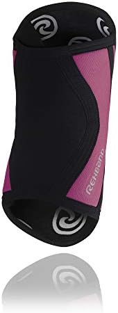 Rehband Rx Elbow Support 5mm -Large - Black/Pink - Tennis Elbow and Golfers Elbow Brace - Neoprene Elbow Sleeve for Weightlifting and Crossfit – Support for Elbow Pain & Tendonitis - 1 Sleeve