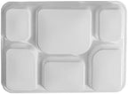 6 Compartment White Disposable Party Thali Plates (50 Pack)
