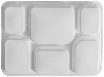 6 Compartment White Disposable Party Thali Plates (50 Pack)