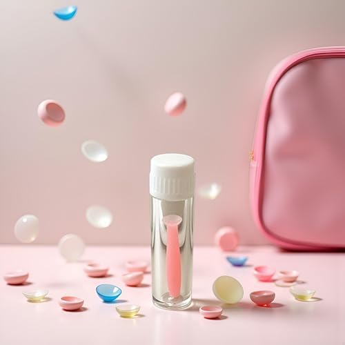 Soft Silicone Contact Lens Insertion Tool, Contact Lens Applicator, Soft and Hard Lenses Multifunction Portable Tool Supplies, Easy Plunger Remover, Contact Lens Care (Pink)
