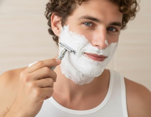 Double Edge Safety Razor with 10 Disposable Blades - Single blade double edge razor for men - Metal razor with Long Handle for close shave - Classic Clean Shave Single blade razor
