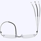 Photochromic Transition Reading Glasses Rimless Eyewear Anti UV Sunglasses Far and Near Dual Use HD Presbyopia Glasses (Color : Black, Size : +1.00)