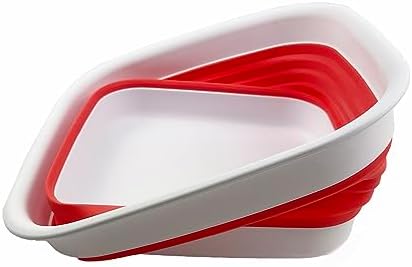 SAMMART 8L (2.1 Gallon) Collapsible Tub - Foldable Dish Tub - Portable Washing Basin - Space Saving Plastic Washtub (White/Coral Pink)