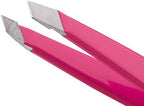 Tweezerman Mini Slant Tweezer - Tweezers for Eyebrows, Travel Tweezers for Eyebrows, Facial Hair (Neon Pink)