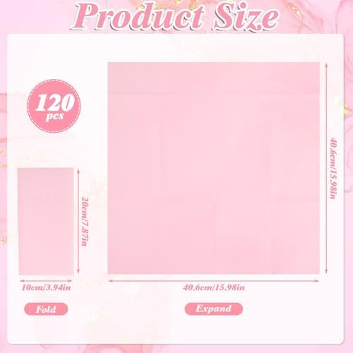 120 Pcs Pink Linen-Feel Paper Napkins with Built-in Flatware Pocket, Mother's Day Pocket Linen Napkin Prefolded Cloth Like Paper Napkins Bulk for Anniversay Wedding Baby Shower Birthday Bridal Party