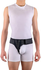 FlexaMed Right Side Inguinal Hernia Support Belt for Men and Women – Groin Truss with Compression Pad, Adjustable Waist Support, Black, Small (26–30 Inch)
