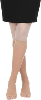 Actifi 8-15 mmHg Knee High Sheer Compression Socks for Women, Open Toe, Breathable Fabric - Best for Athletic Running, Cycling and Fatigue Relief