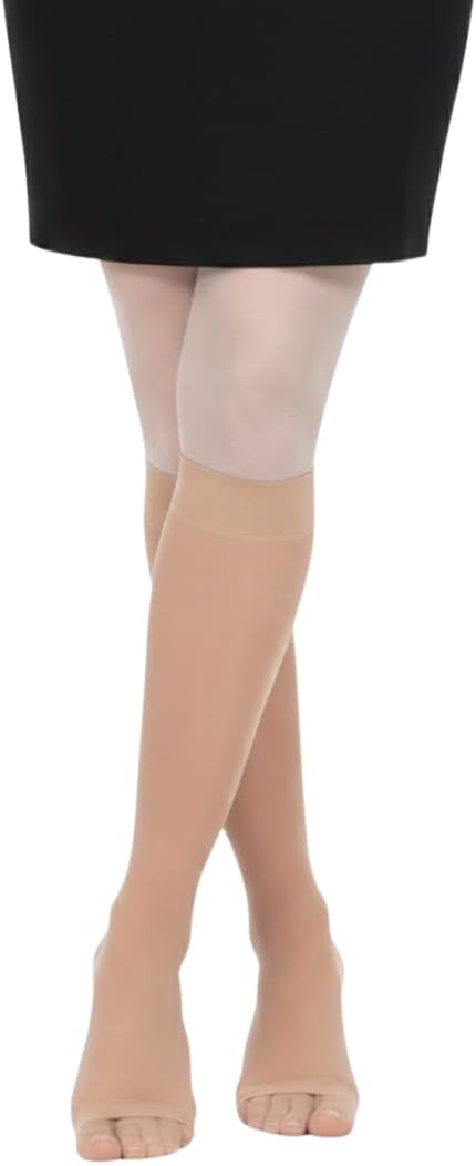 Actifi 8-15 mmHg Knee High Sheer Compression Socks for Women, Open Toe, Breathable Fabric - Best for Athletic Running, Cycling and Fatigue Relief