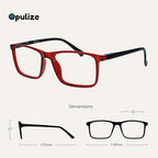OPULIZE INK Reading Glasses - Value 2 Pack - Large Rectangular Frame - Spring Hinges - Scratch Resistant - Dark Red Black Arm - Mens Womens +2.00