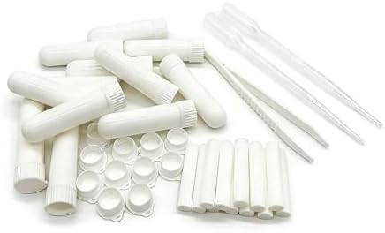 12 Sets Essential Oil Aromatherapy Tubes Inhaler Sticks Blank Nasal Inhalers(12 Complete Sticks) + 2 Polyethylene Pipette Droppers+1Plastic Tweezers