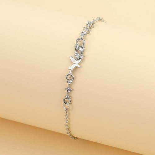 Silver Bracelet for Women, Adjustable Layered Charm Chain Bracelets, Dainty Fashion Jewelry Gifts for Her
