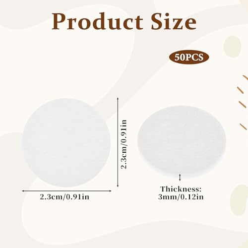 Diffuser Refill Pads, 50 Pcs 1 Inch Round Essential Oil Diffuser Pad Mini Microfibre Air Filter Scent Pads Unscented Pad for Humidifier Air Purifier Home Car Plug in Diffuser-Refill (White)