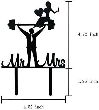 Weightlifting Mr & Mrs Cake Topper - Funny Wedding Gift for Fitness Couple