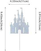 1 PCS Silver Castle Cake Topper Glitter Princess Cake Pick Castle Theme Birthday Party Decorations for Princess Happy Birthday Baby Shower Party Cake Decorations Supplies