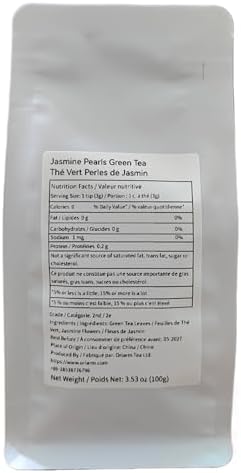 Oriarm Jasmine Pearls Tea Loose Leaf - Chinese Jasmine Green Tea Dragon Pearls - 2nd Grade - 100g (3.53-ounce) Ziplock Resealable Bag