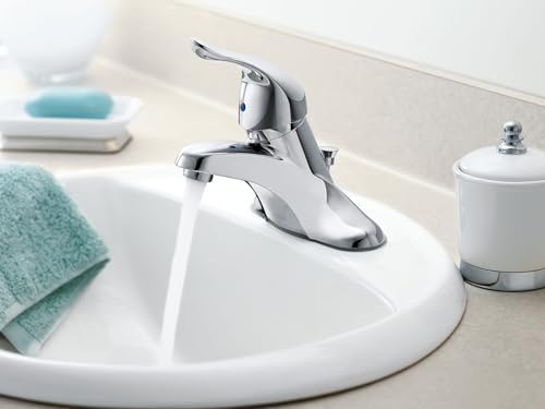 Moen Chateau Chrome Single Handle Centerset Lavatory Bathroom Faucet With Drain Assembly, L64621