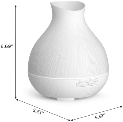 Aromatherapy Essential Oil Diffuser 550ml 12 Hours White Wood Grain Aroma Diffuser with Timer for Large Room, Home, Baby Bedroom, Waterless Auto Shut-Off, 7 Colors Lights Changing