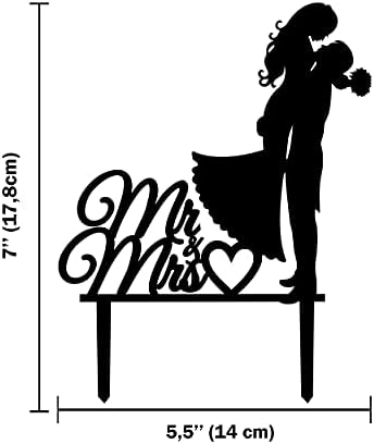 CARISPIBET Wedding cake topper groom picks up bride with Mr & Mrs script and heart funny cake decoration