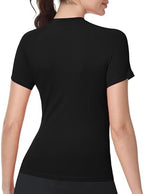 Women's Compression Shirt Short Sleeve, Quick Dry Workout Tops Athletic T-Shirts Gym Yoga Running Sports Base Layer