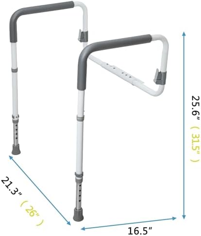 WeHwupe Toilet Safety Rails for Elderly Adults - Adjustable Bathroom Toilet Safety Frame with Handles - Stand Alone Toilet Grab Bar for Senior, Handicap & Disabled,Fits Most Toilets, White, TRX-8002