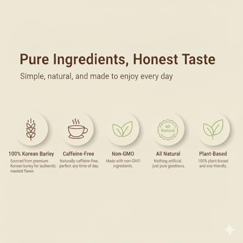 Damtuh Korean Barley Tea – Roasted Boricha Mugicha, Nutty Herbal Tea, Caffeine-Free, 1.5g x 50 Tea Bags