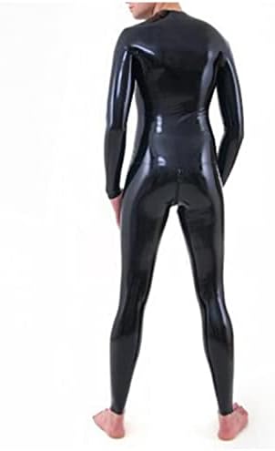 Latex Catsuit Front Zipper for Men Tight Rubber Bodysuit Jumpsuit Party Wear