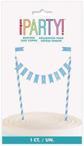Unique Blue "IT'S A BOY" Bunting Cake Topper (1 Pc) - Perfect for Boy's Baby Shower Event