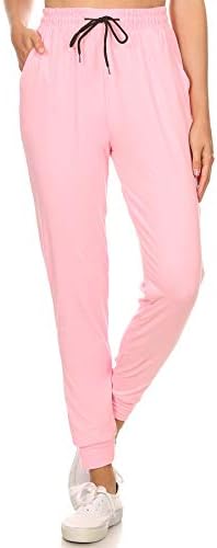 Leggings Depot Women's Jogger Track Cuff Sweatpants with Pockets for Yoga, Workout