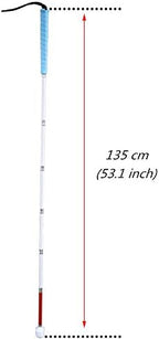 Aluminum Mobility Folding White Cane for Vision Impaired and Blind People (Folds Down 7 Sections) (Blue Handle, 135cm (53.1 inch))