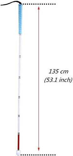 Aluminum Mobility Folding White Cane for Vision Impaired and Blind People (Folds Down 7 Sections) (Blue Handle, 135cm (53.1 inch))
