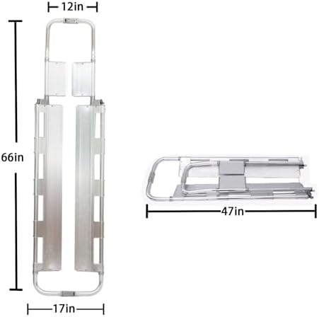 Foldable Aluminum Scoop Stretcher,Portable Stretcher with Adjustable Length, First Aid Stretcher, Rescue Back Stretcher,350.5 Lb Load Capacity with Safety Straps (Silver)