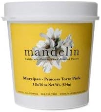 Mandelin Princess Torte Pink Marzipan Modeling Paste, 33% Almonds, 67% Sugar (Pink, 1 lb)
