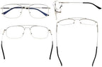 Eyekepper Blue Light Blocking Readers Memory Titanium Computer Reading Glasses Men Women, Transparent Lens (Silver,+1.75)